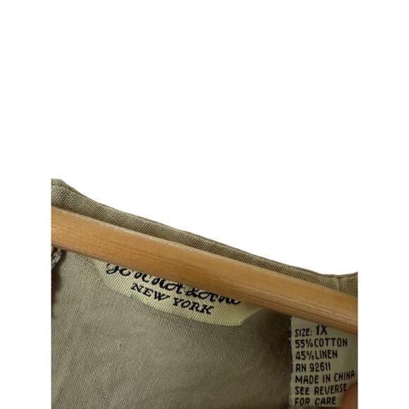 Jenna Lane New York Vintage Tan Sleeveless 1X Cotton Linen Blend Dress Plus Size - Picture 4 of 7
